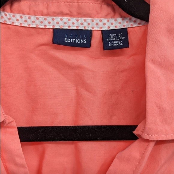 Basic Edition women’s button up top Orange‎ size  large - Picture 8 of 9
